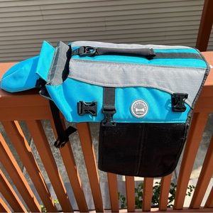 Vivaglory Dog Life Jacket Harness, Blue, Med